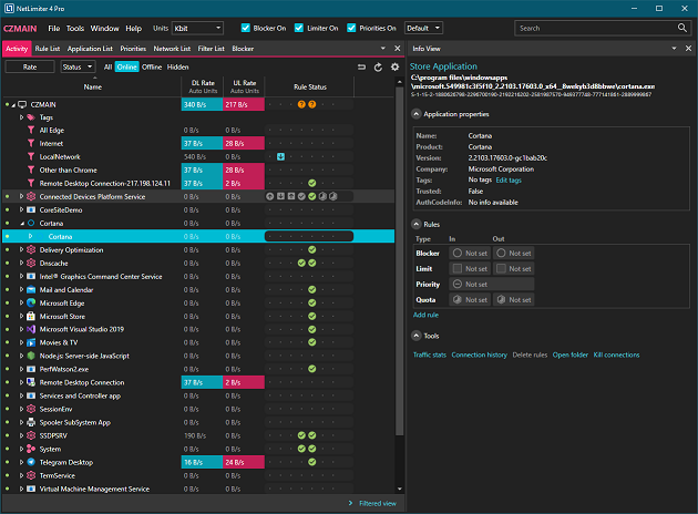 NetLimiter Pro screenshot